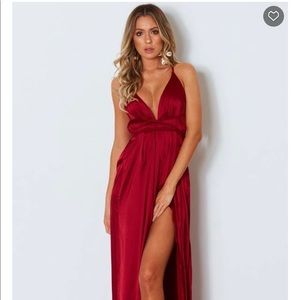 White Fox Boutique Akela Maxi Dress Wine
